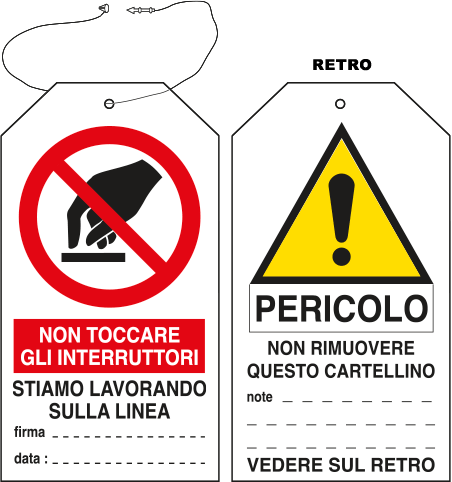 [E9818] E9818 - Cartellino plastica non toccare gli interruttori...EN ISO 7010