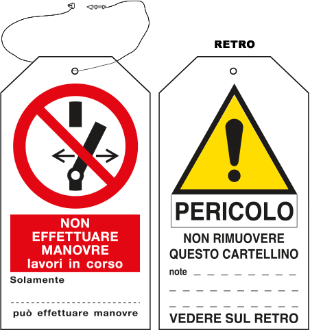 [E9819] E9819 - Cartellino plastica NON EFFETTUARE MANOVRE, LAVORI IN CORSO