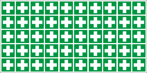 [E9M1501] E9M1501 - Foglio n.50 etichette adesive simbolo pronto soccorso