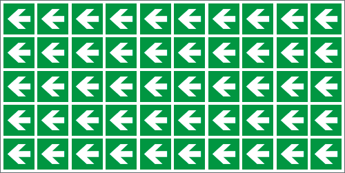 [E9M1504] E9M1504 - Foglio n.50 etichette adesive simbolo freccia direzionale